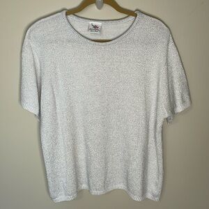 Vintage NUTCRACKER PLUS Women’s XL White Metallic Short Sleeve Sweater Occasion